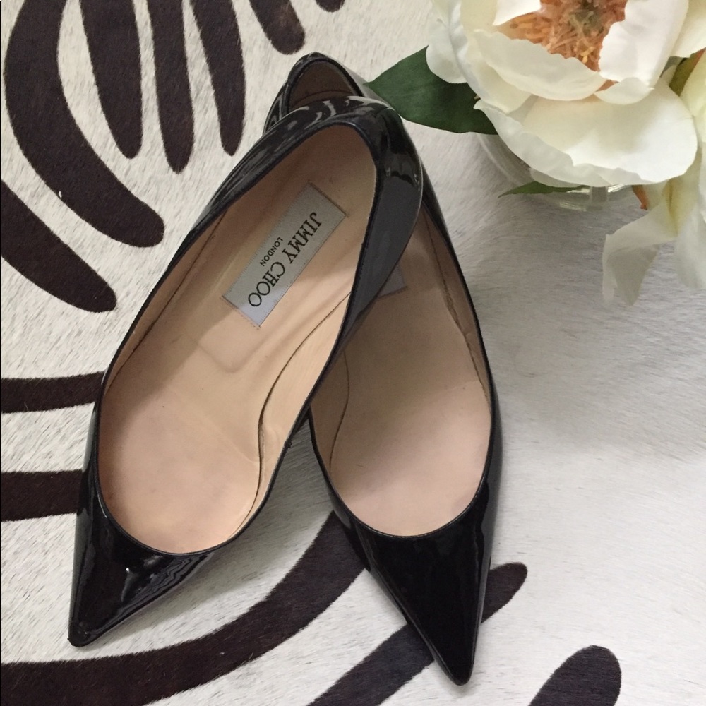 Jimmy Choo “Aza” Patent Leather Kitten Heels